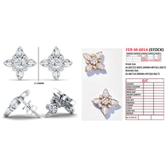 2.76 CT Pear & Round Diamond Floral Stud Earrings