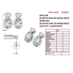 1.70 CT Oval & Heart Diamond Drop Earrings