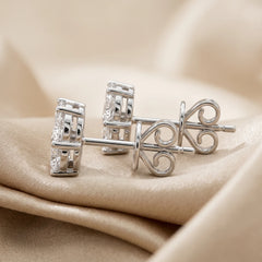 3.40 CT Oval & Round Diamond Trio Cluster Stud Earrings