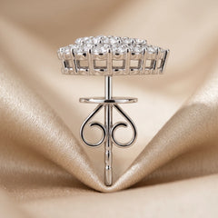 0.80 CT Diamond Pear Halo Cluster Stud Earrings