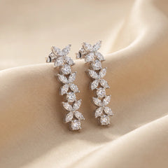 2.33 CT Marquise & Round Diamond Drop Earrings