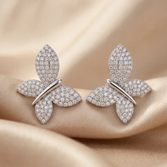 1.41 CT Diamond Butterfly Stud Earrings