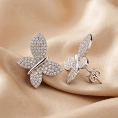 1.41 CT Diamond Butterfly Stud Earrings