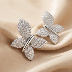 1.41 CT Diamond Butterfly Stud Earrings