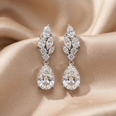 5.39 CT Pear, Marquise & Oval Diamond Cluster Drop Earrings