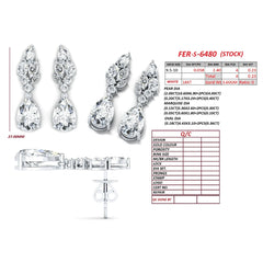5.39 CT Pear, Marquise & Oval Diamond Cluster Drop Earrings