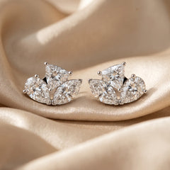 5.17 CT Pear, Marquise & Trillion Diamond Cluster Stud Earrings