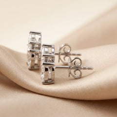 5.17 CT Pear, Marquise & Trillion Diamond Cluster Stud Earrings