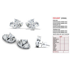 5.17 CT Pear, Marquise & Trillion Diamond Cluster Stud Earrings