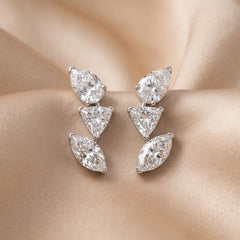 5.15 CT Pear, Trillion & Marquise Diamond Climber Earrings