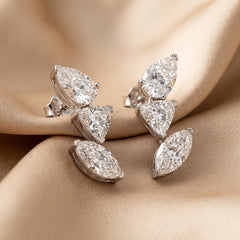 5.15 CT Pear, Trillion & Marquise Diamond Climber Earrings