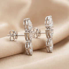5.15 CT Pear, Trillion & Marquise Diamond Climber Earrings