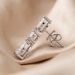 3.60 CT Pear & Round Diamond Drop Earrings
