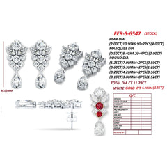 11.78 CT Pear, Marquise & Round Diamond Cluster Drop Earrings