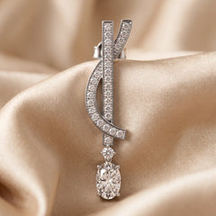 2.37 CT Oval & Round Diamond Curved Drop Earrings