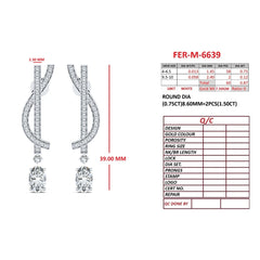 2.37 CT Oval & Round Diamond Curved Drop Earrings