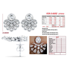 3.78 CT Round & Pear Diamond Chandelier Stud Earrings
