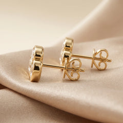 1.20 CT Pear Diamond Trio Bezel Stud Earrings