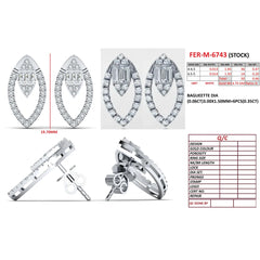 1.01 CT Baguette & Round Diamond Marquise Stud Earrings