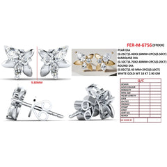 0.80 CT Pear, Marquise & Round Diamond Butterfly Stud Earrings