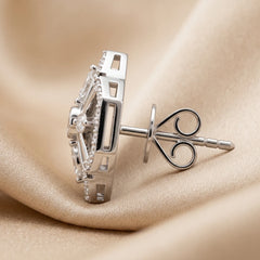 0.70 CT Marquise & Round Diamond Octagon Stud Earrings