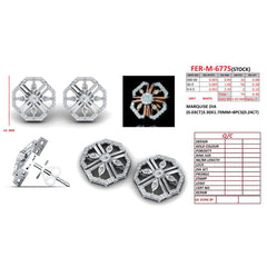 0.70 CT Marquise & Round Diamond Octagon Stud Earrings