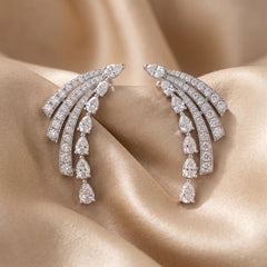3.65 CT Pear & Round Diamond Climber Earrings