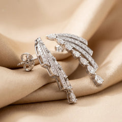 3.65 CT Pear & Round Diamond Climber Earrings