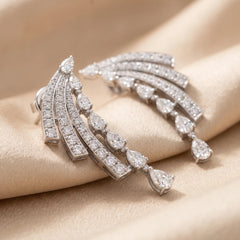 3.65 CT Pear & Round Diamond Climber Earrings