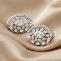 1.07 CT Marquise & Round Diamond Eye Stud Earrings