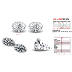 1.07 CT Marquise & Round Diamond Eye Stud Earrings