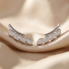 0.24 CT Marquise Diamond Bezel Climber Earrings