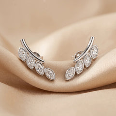 0.24 CT Marquise Diamond Bezel Climber Earrings