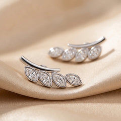 0.24 CT Marquise Diamond Bezel Climber Earrings