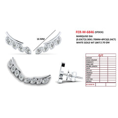 0.24 CT Marquise Diamond Bezel Climber Earrings