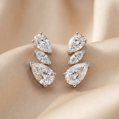 3.36 CT Pear & Marquise Diamond Climber Earrings