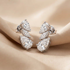 3.36 CT Pear & Marquise Diamond Climber Earrings