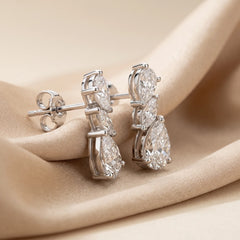 3.36 CT Pear & Marquise Diamond Climber Earrings