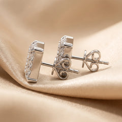 2.63 CT Round Diamond Square Cluster Stud Earrings