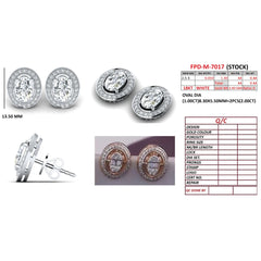 2.44 CT Oval Cut Diamond Halo Stud Earrings