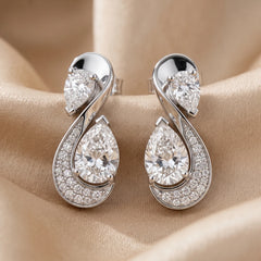 2.18 CT Pear Cut Diamond Twist Drop Earrings
