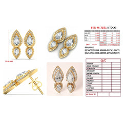 1.94 CT Pear Cut Diamond Double Halo Drop Earrings