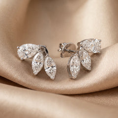 1.10 CT Pear & Marquise Cut Diamond Climber Stud Earrings
