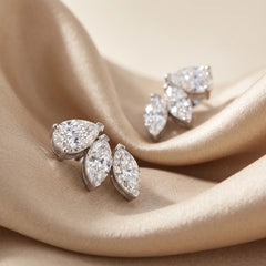 1.10 CT Pear & Marquise Cut Diamond Climber Stud Earrings