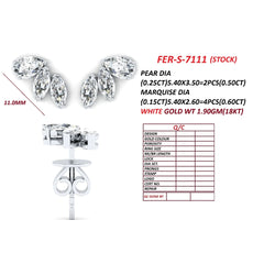 1.10 CT Pear & Marquise Cut Diamond Climber Stud Earrings