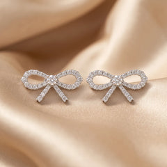 0.66 CT Round Diamond Bow Stud Earrings