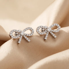 0.66 CT Round Diamond Bow Stud Earrings