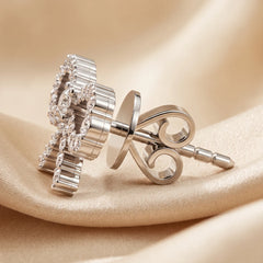 0.66 CT Round Diamond Bow Stud Earrings