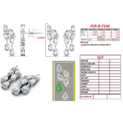 2.44 CT Pear Cut Diamond Cluster Drop Earrings