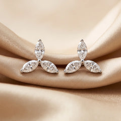 1.08 CT Marquise Cut Diamond Trio Cluster Stud Earrings